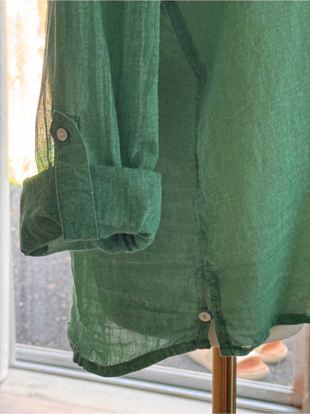 KUT from the Kloth Green Cotton Gauze Button Front Shirt Utility Blouse Size M - Picture 4 of 12